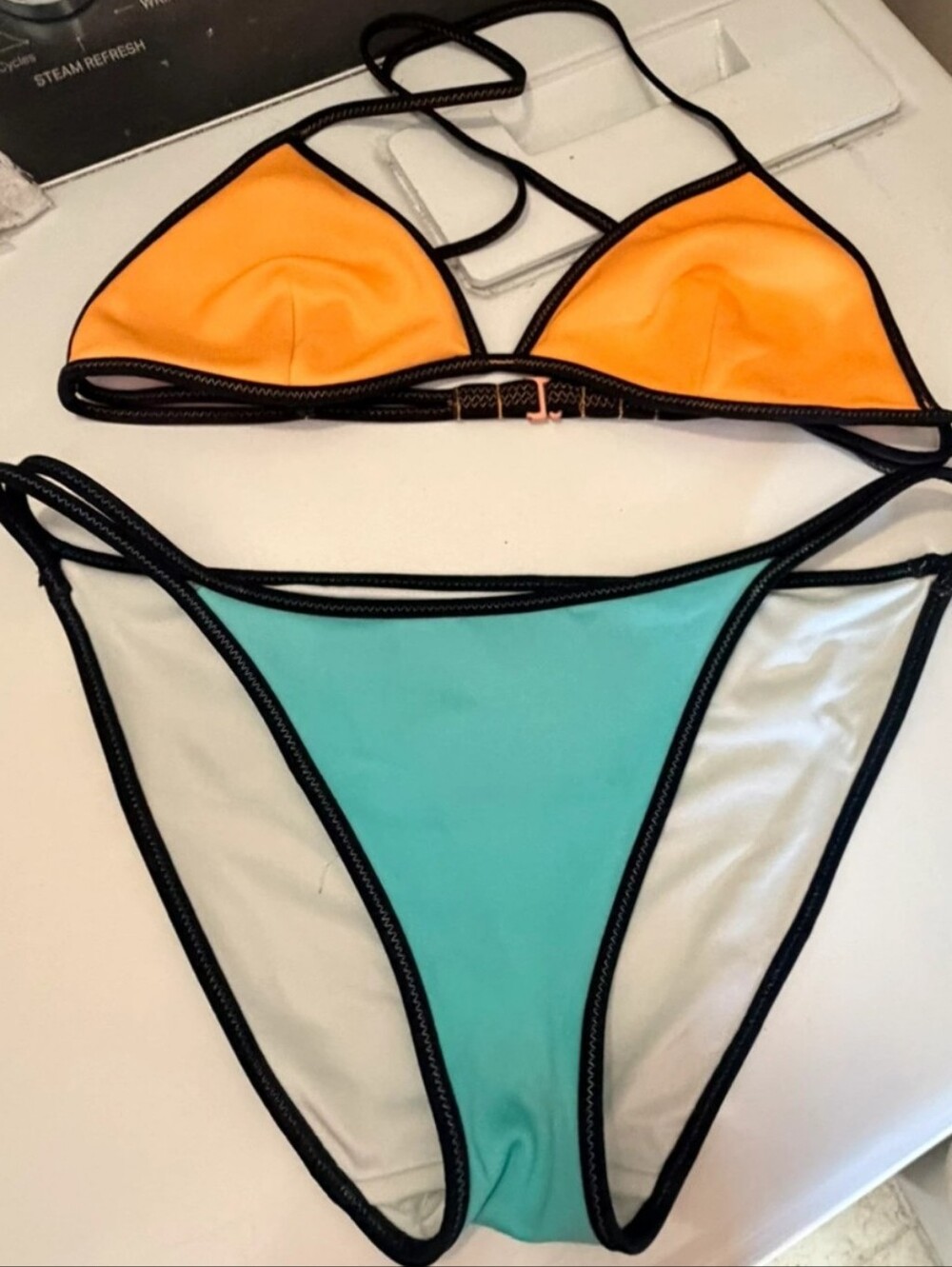 Victoria's Secret Size S Colorblock Style Swimsuit - Orange & Teal